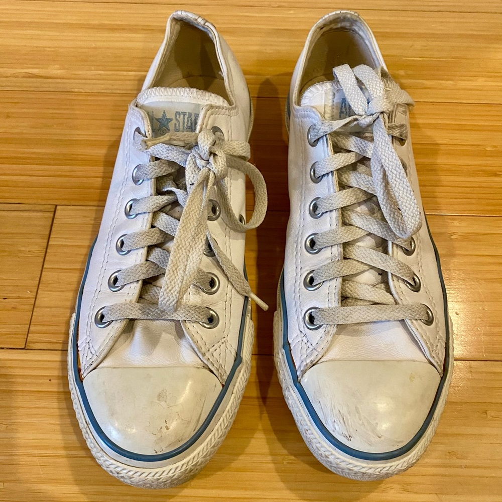 White Leather Converse size 8